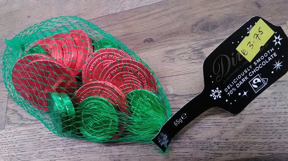 chocolate coins, dark