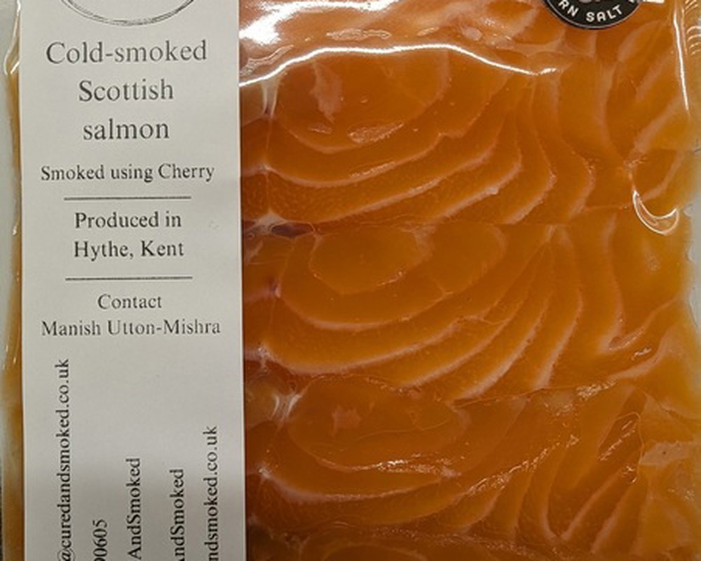 Cherry wood cold smoked salmon