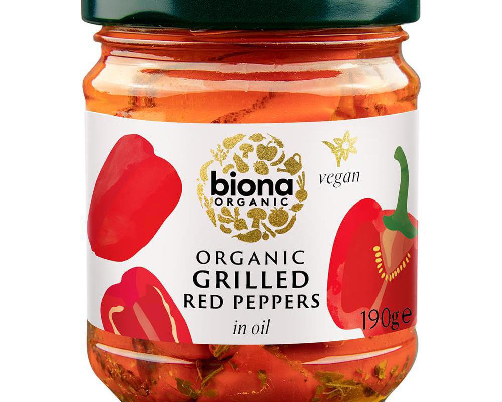 Biona Grilled Red Peppers in Oil Organic 190g