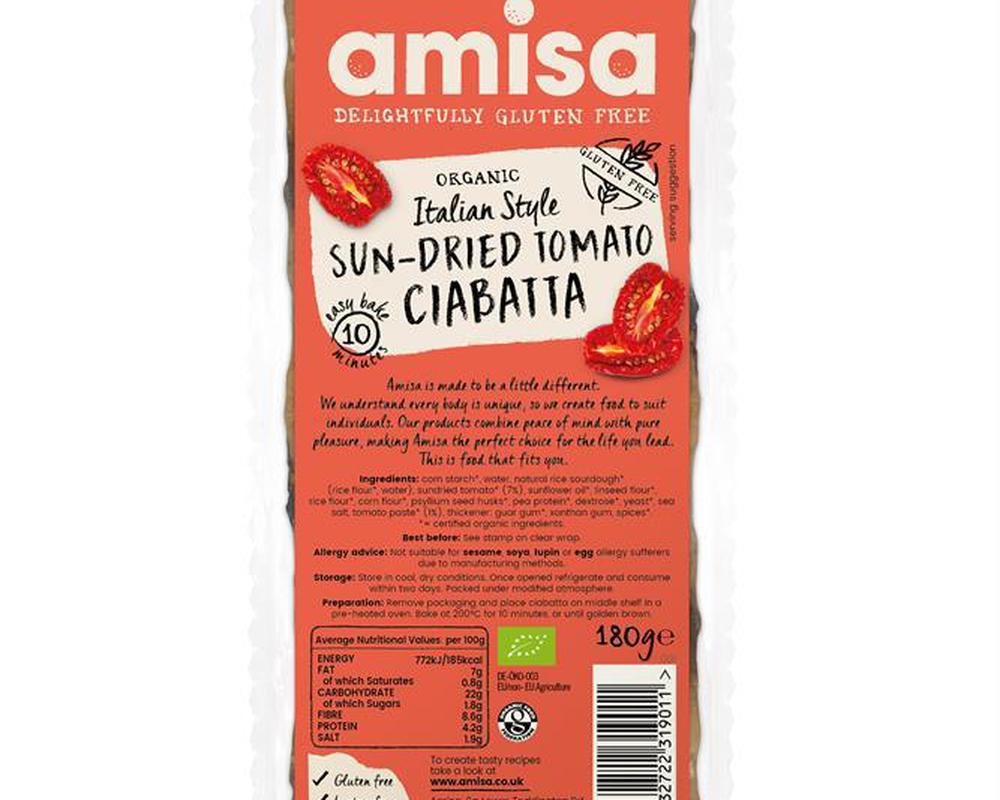 Organic Sun Tomato Ciabatta 180g