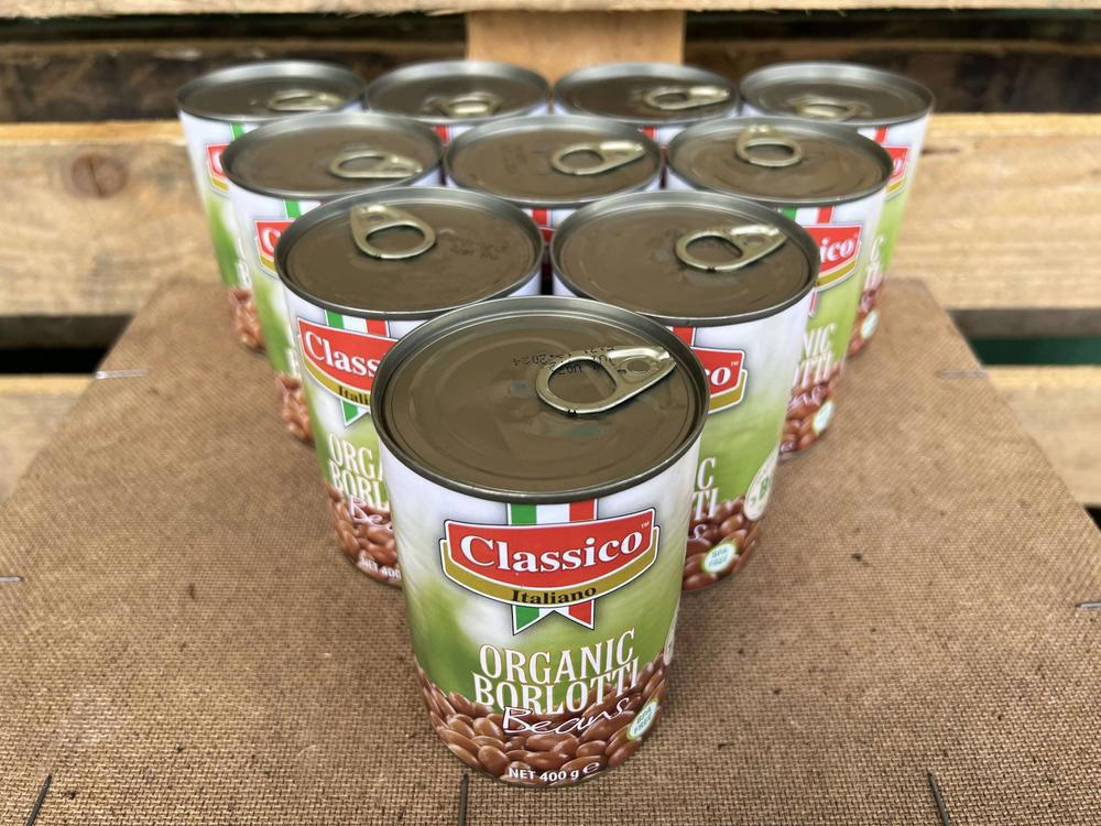 Organic Borlotti Beans (case of 12 tins)