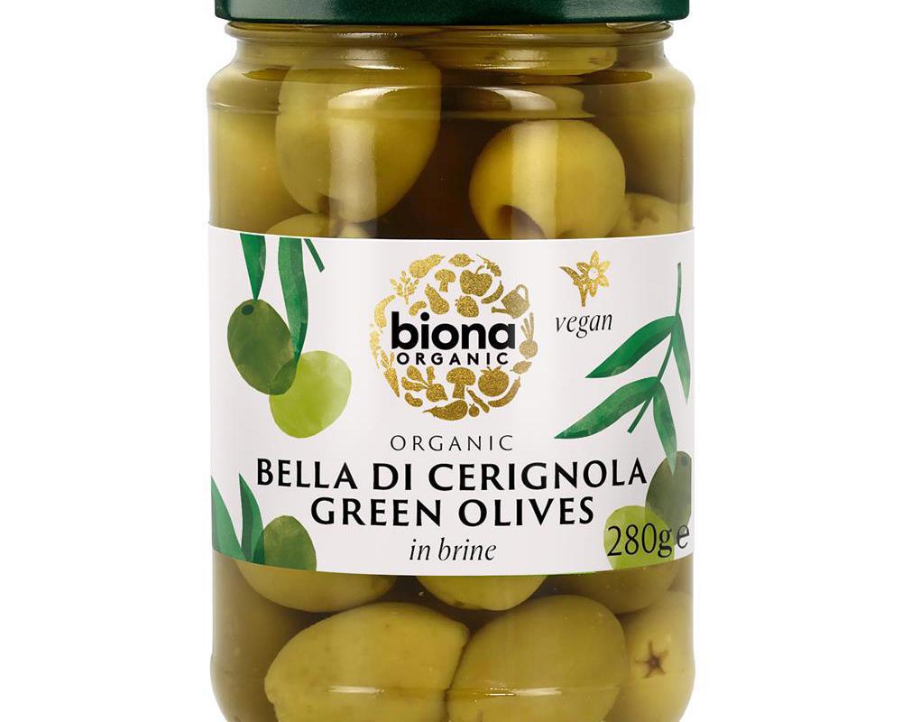 Biona Italian Bella di Cerignola Olives in Brine Organic 280g