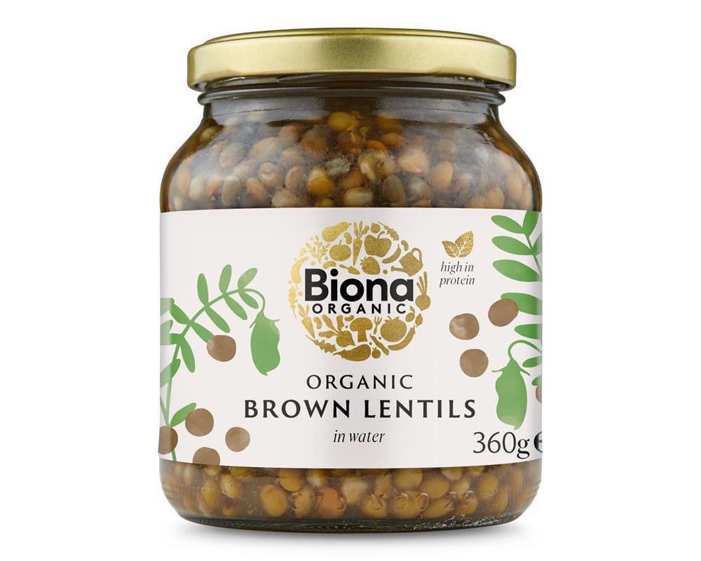 Organic Brown Lentils in Glass Jars 360g