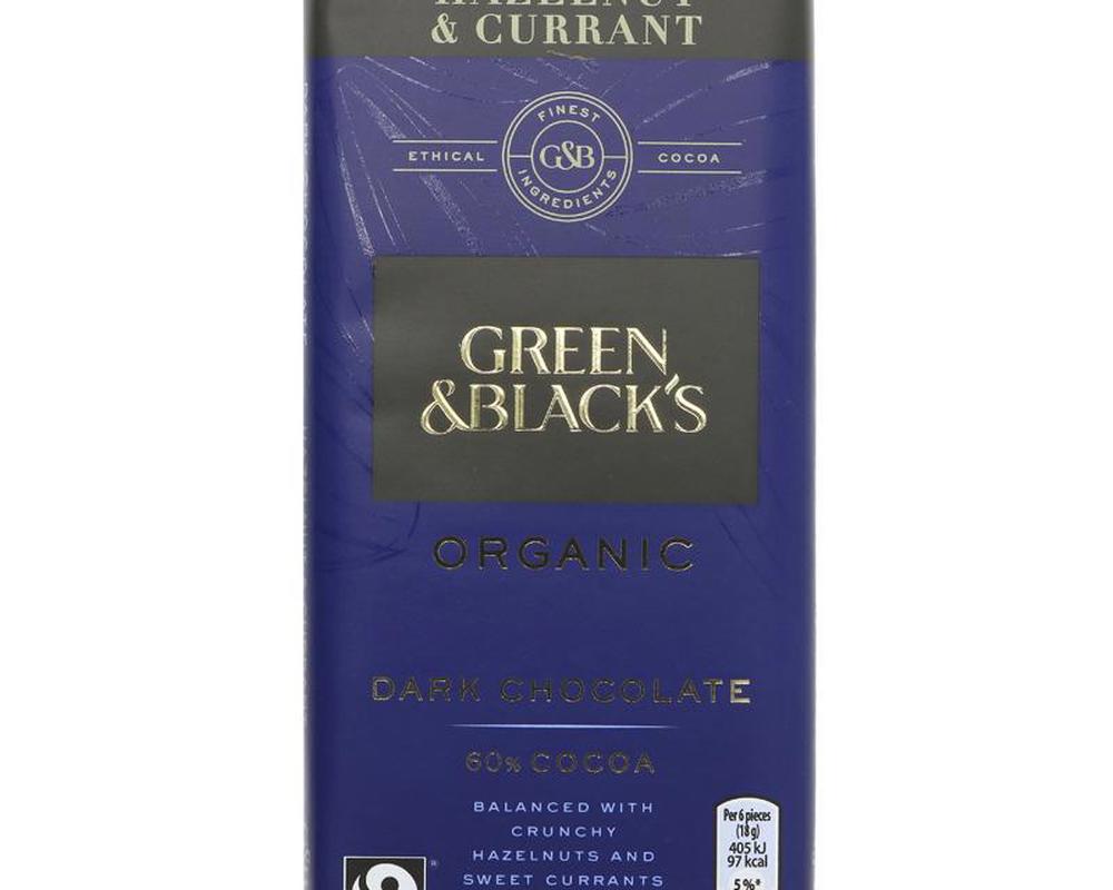 Chocolate Dark Hazelnut and Currant (Green & Blacks)