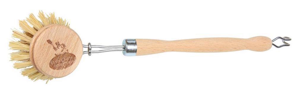 Handmade Beechwood Wooden Dish Brush with Fiber Bristles