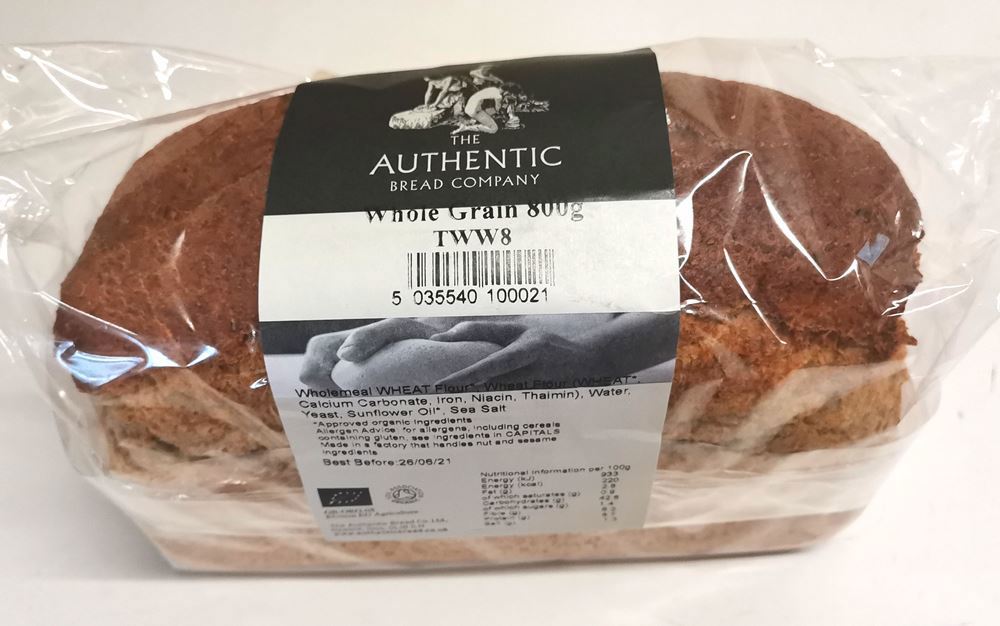 Authentic Large Organic Wholemeal bread (unsliced)