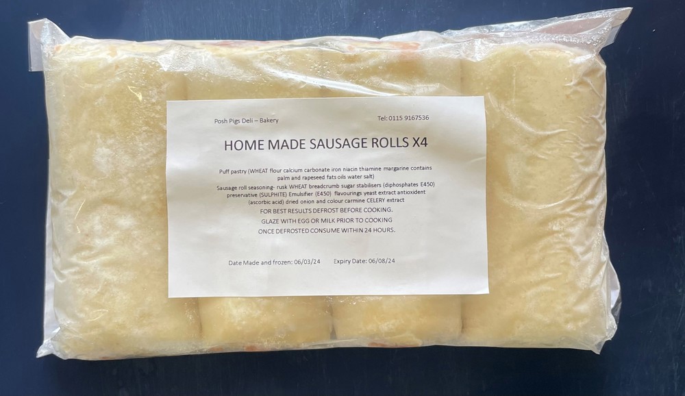 Home made Sausage Rolls x4 Posh Pigs Deli - Bakery