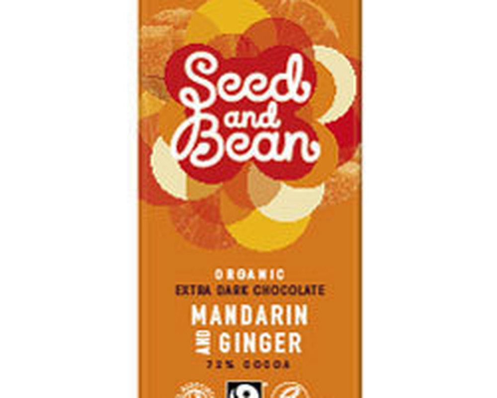 Seed & Bean Organic Extra Dark Mandarin Ginger Chocolate Bar 75g