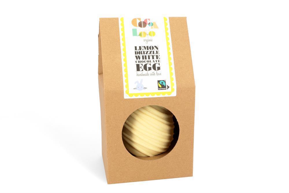 Organic Lemon Drizzle White Chocolate Egg filled with Buttons 225g