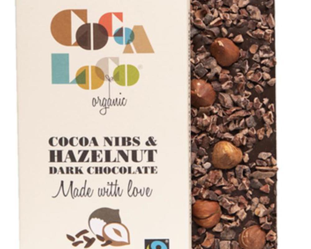 Cocoa Loco -Dark Chocolate, Cocoa Nibs & Hazelnut Bar – 100g