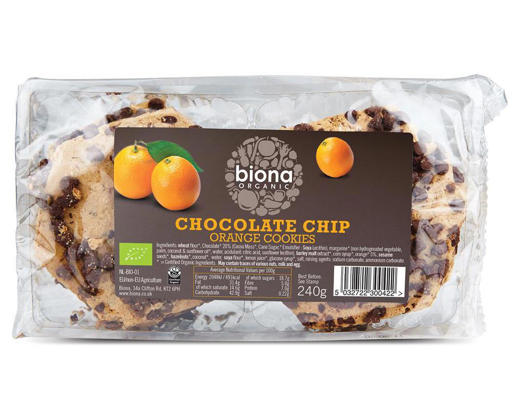 Organic Chocolate Chip & Orange Cookies 240g