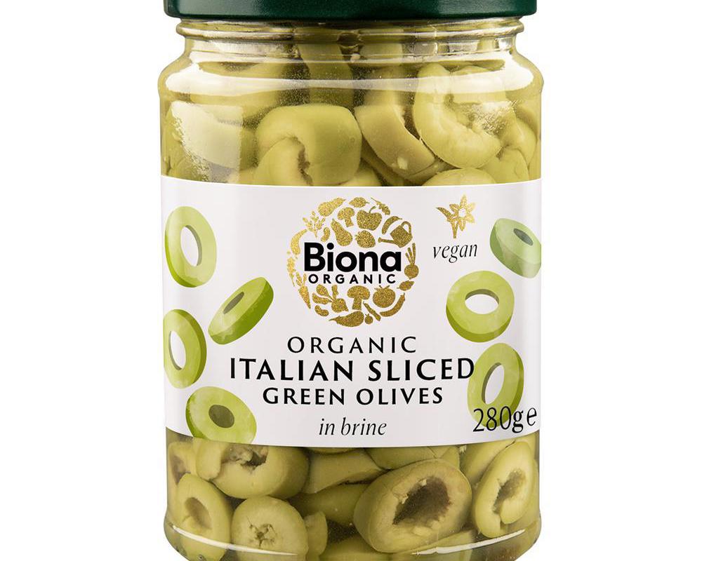 Italian Sliced Green Olives in Brine Organic 280g