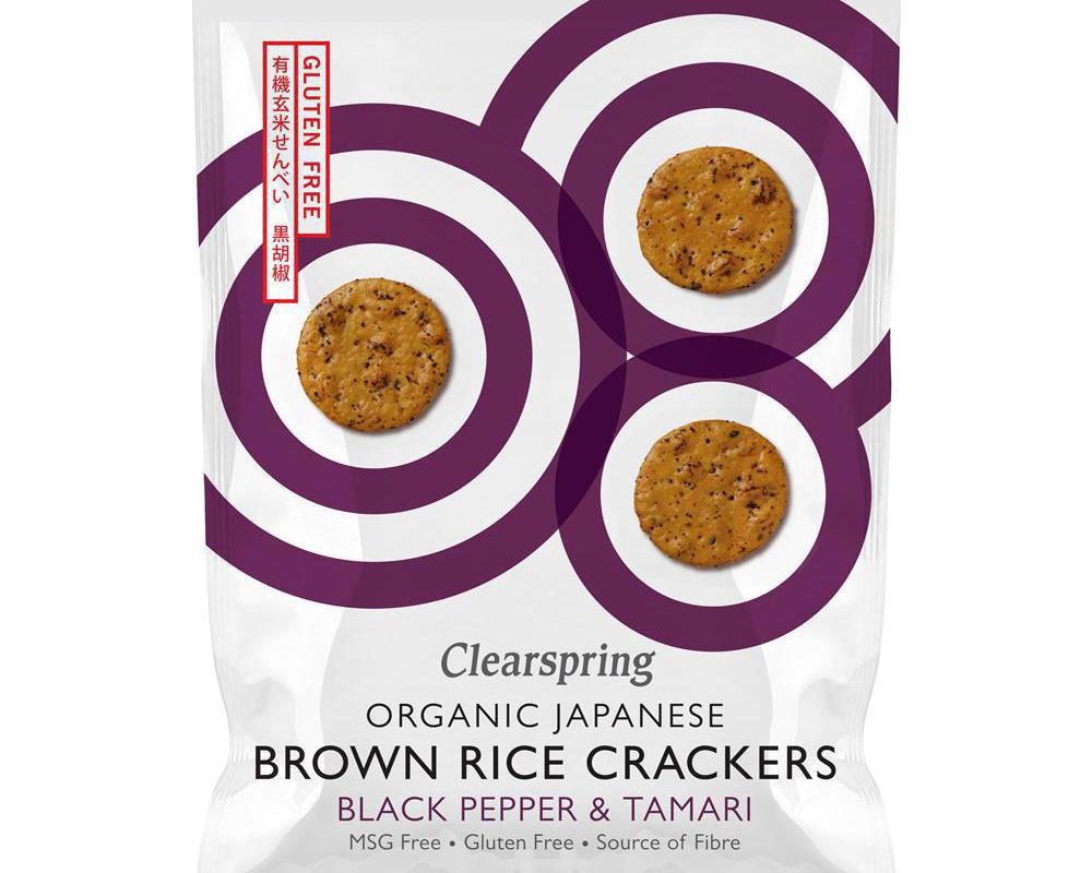 Organic Brown Rice Crackers Black Pepper & Tamari 40g