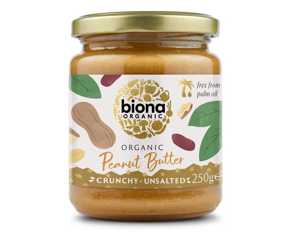 Biona Organic Peanut Butter Crunchy Unsalted 250g