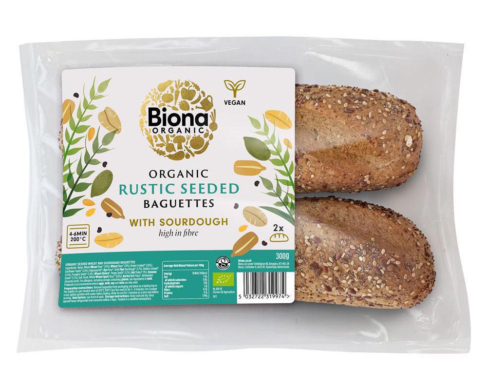 Organic Rustic Seeded Baguette (made with sourdough) 300g