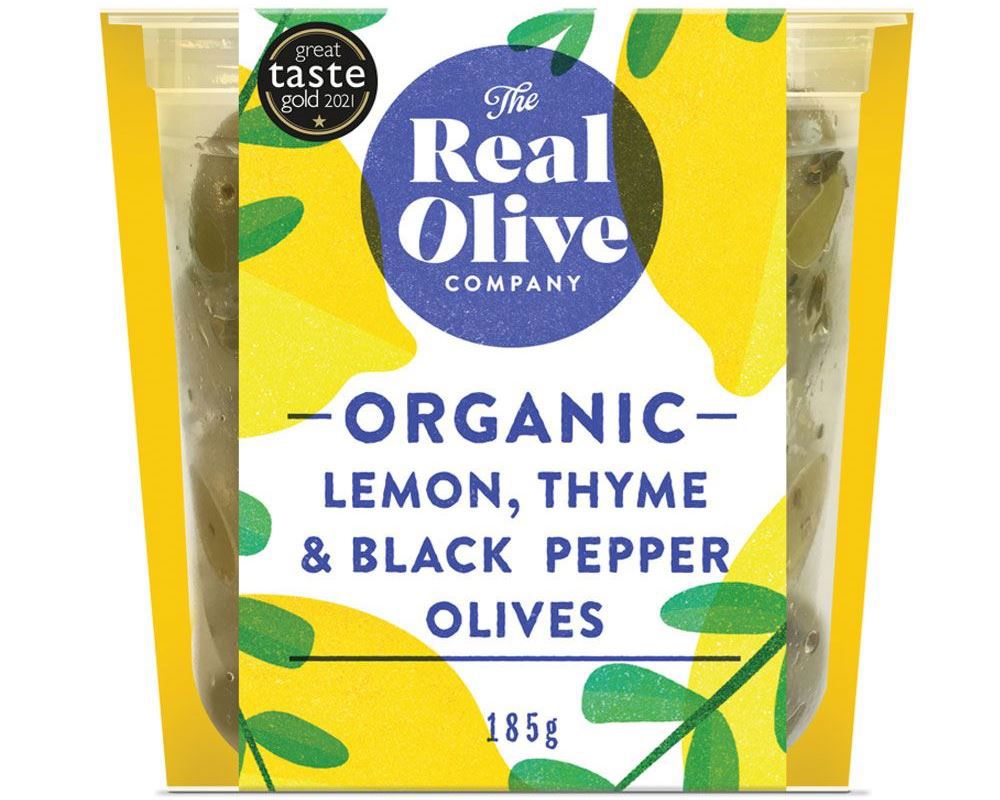 Olives Lemon Thyme & Black Pepper Pitted - Organic
