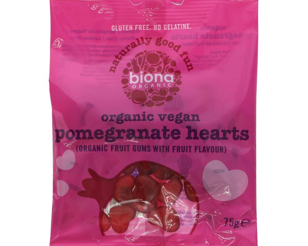 Oragnic Vegan Pomegranate Hearts - 75G