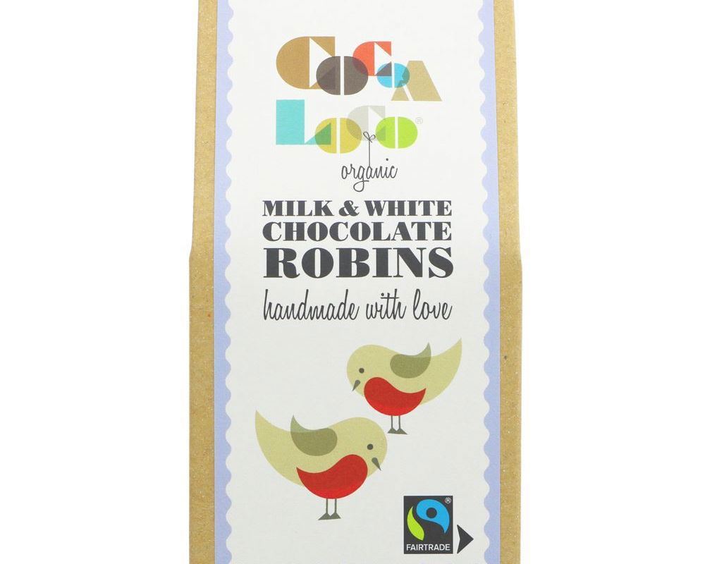 (Cocoa Loco) Milk & White Chocolate Robins 100g