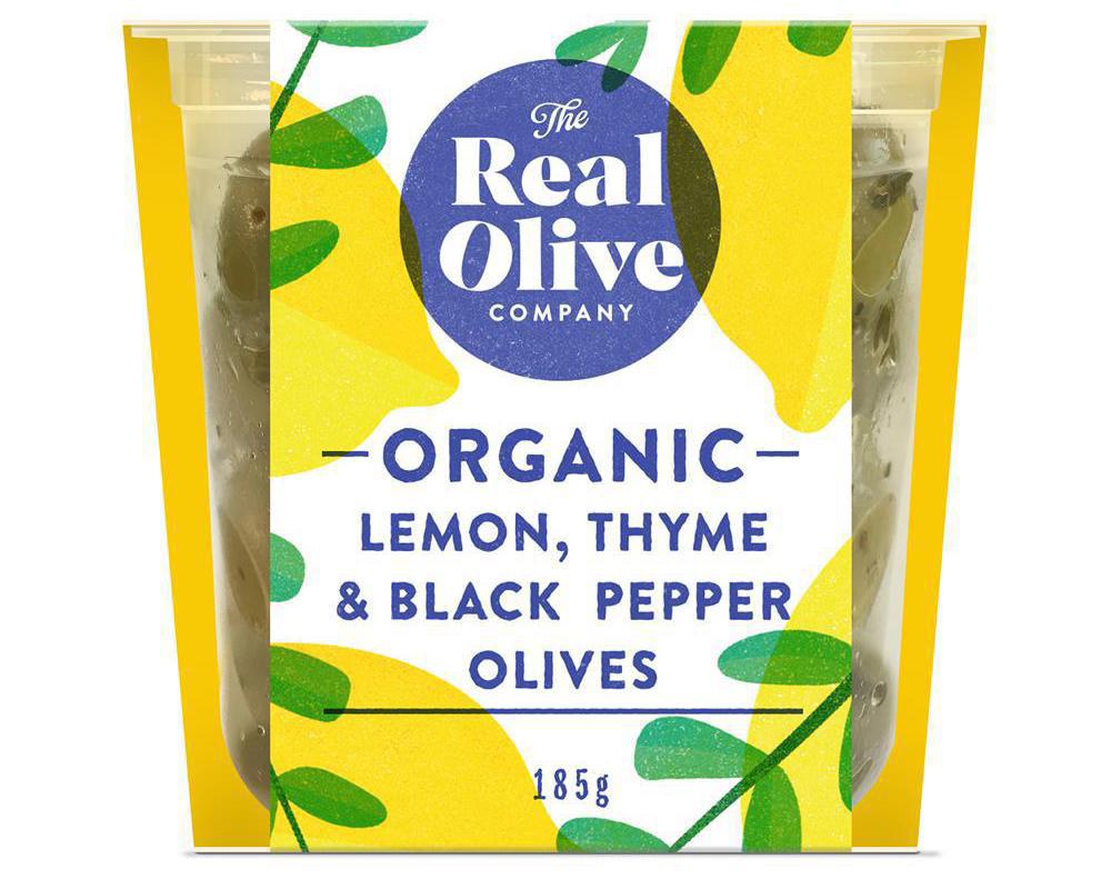 Organic Lemon Thyme & Black Pepper Olives 150g