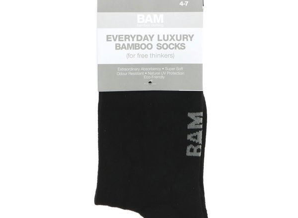 Socks Bamboo Black - Size 4-7 (Bam)