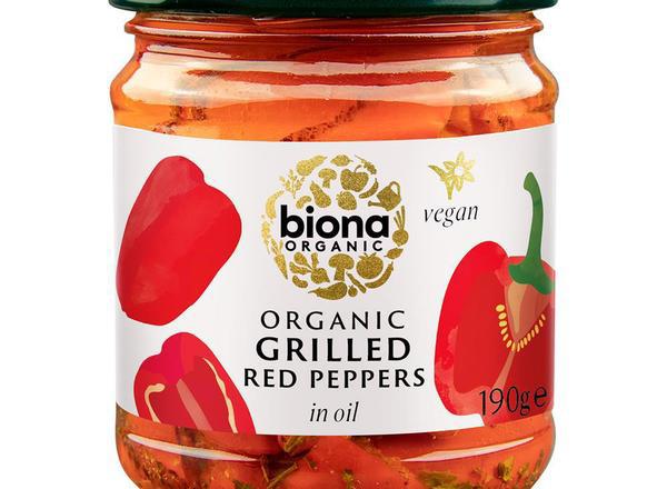 Biona Grilled Red Peppers in Oil Organic 190g