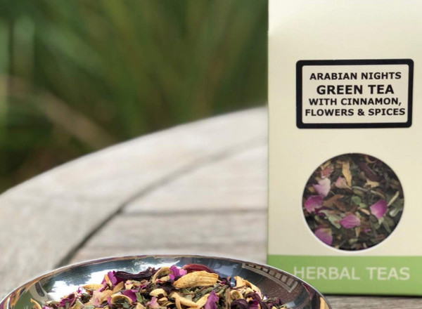 Steenbergs Arabian Nights Green Tea with Cinnamon, Flowers and Spices, 55g loose leaf