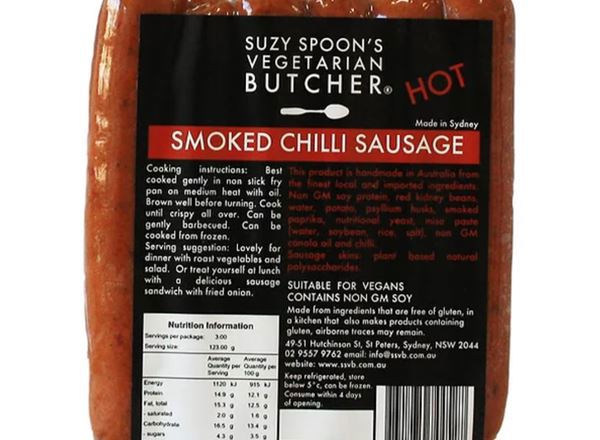 Sausage Plant Based: Smoked Chilli (Esky Required) - SS