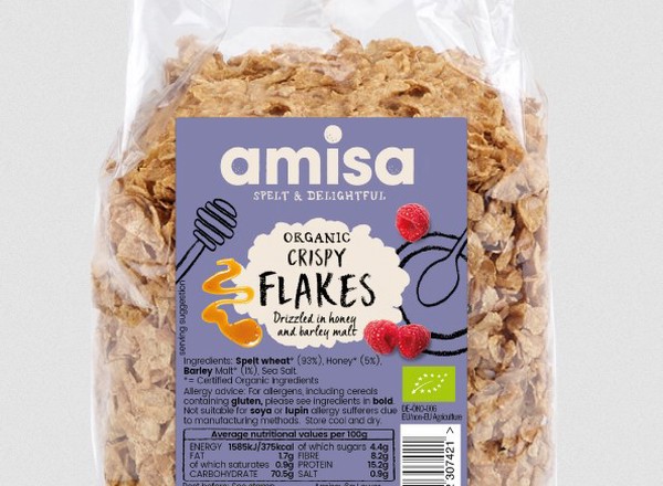 Amisa Organic Crispy Spelt Flakes with Honey