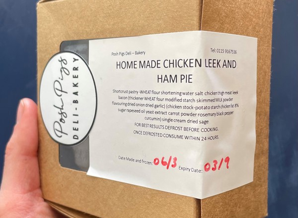 Home made Chicken, Leek and Ham Pie - Posh Pigs Deli -Bakery