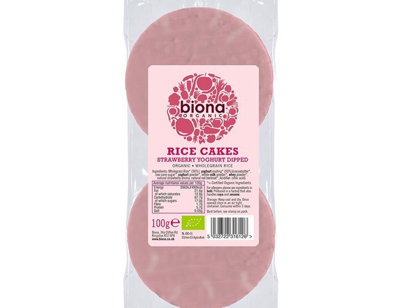 Organic Strawberry Yoghurt Coated Rice Cakes 100g