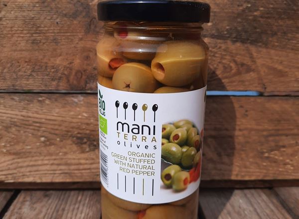 Mani Terra Green Olives Stuffed with Red Pepper 200g
