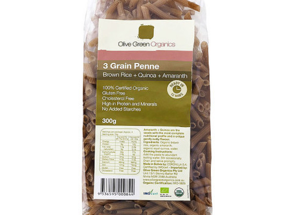 Pasta Organic (Gluten-Free): Penne : Tri Grain - Quinoa, Brown Rice & Amaranth - OG