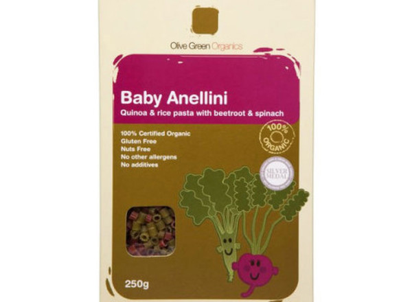 Pasta Organic (Gluten-Free): Anellini Baby, Veg : Spinach & Beetroot with Quinoa & Rice - OG