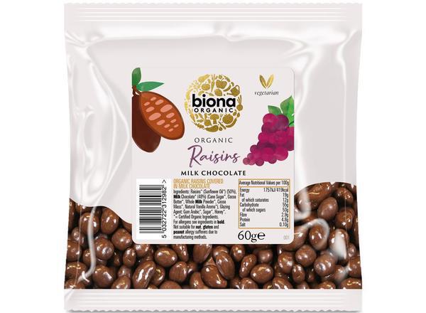 Organic Milk Chocolate covered Raisins 60g