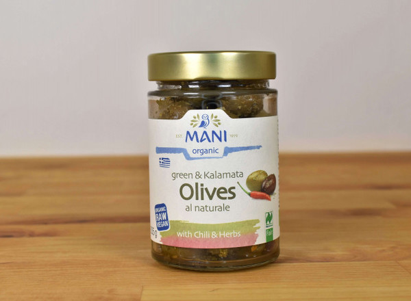 MANI Organic Greek Olives Green and Kalamata