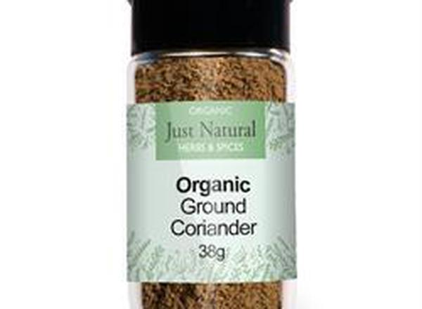 Just Natural Ground Coriander glass jar