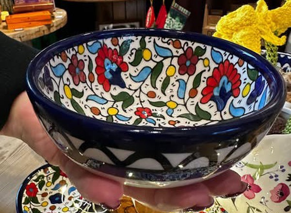 Palestinian hand painted large ceramic bowl