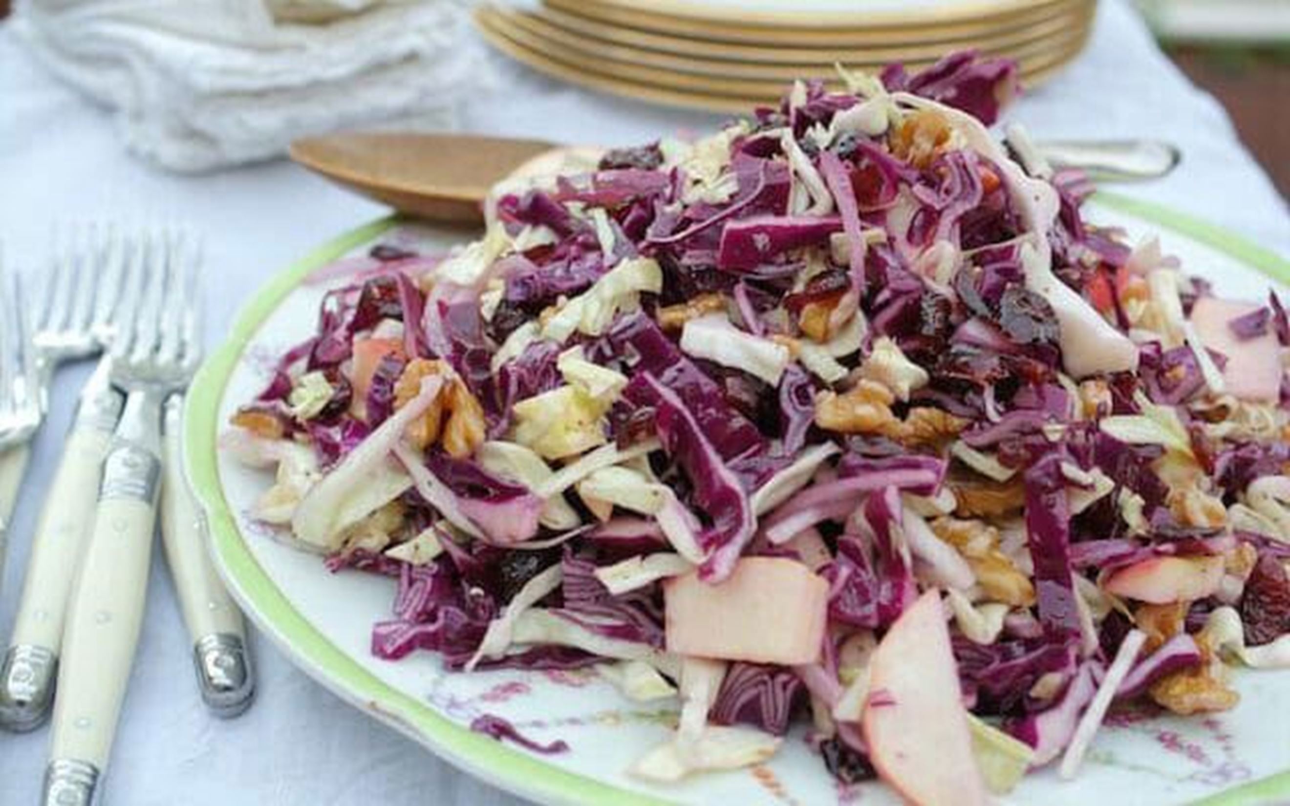 Cabbage Salad with Apples, Walnuts, and Cranberries Vegetarian