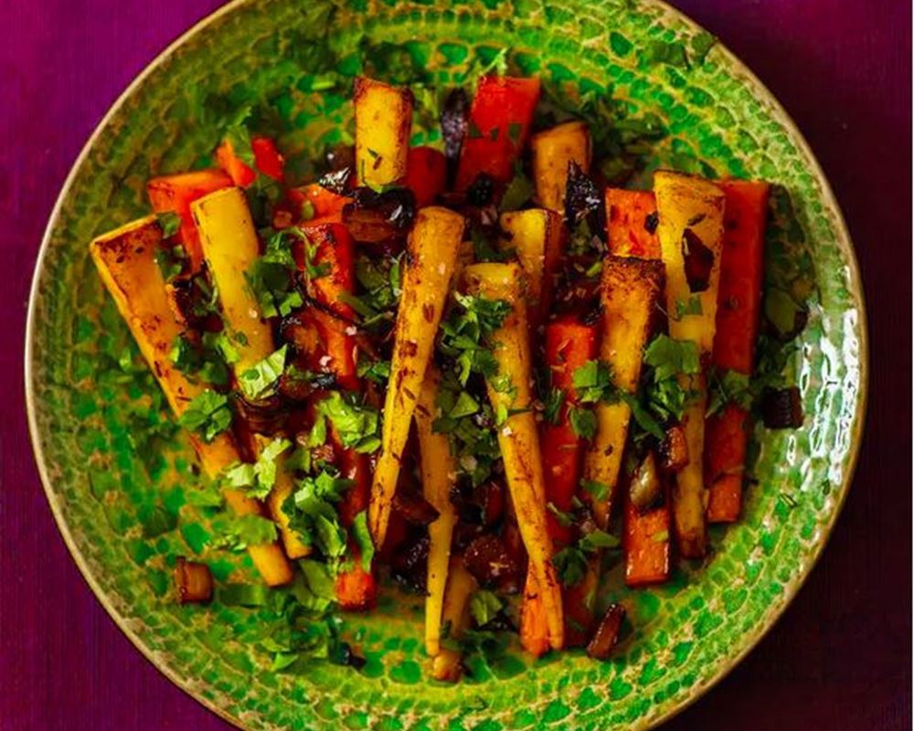 Pan-roasted parsnips and carrots with cumin butter