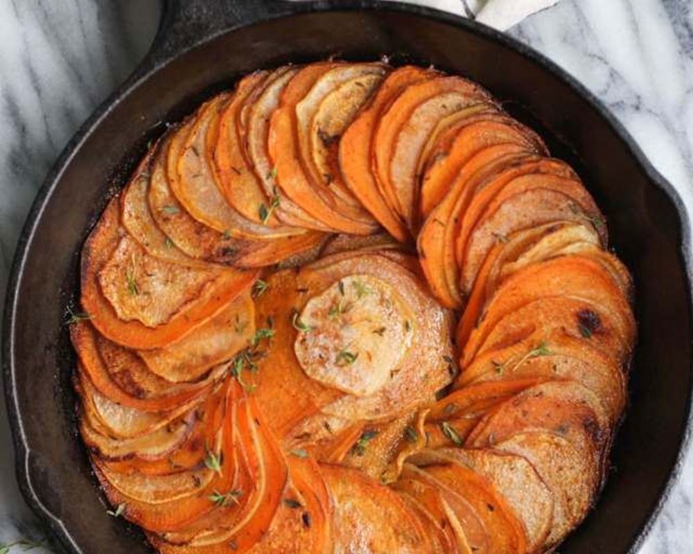 Herb Roasted Sweet Potato & Turnip Skillet