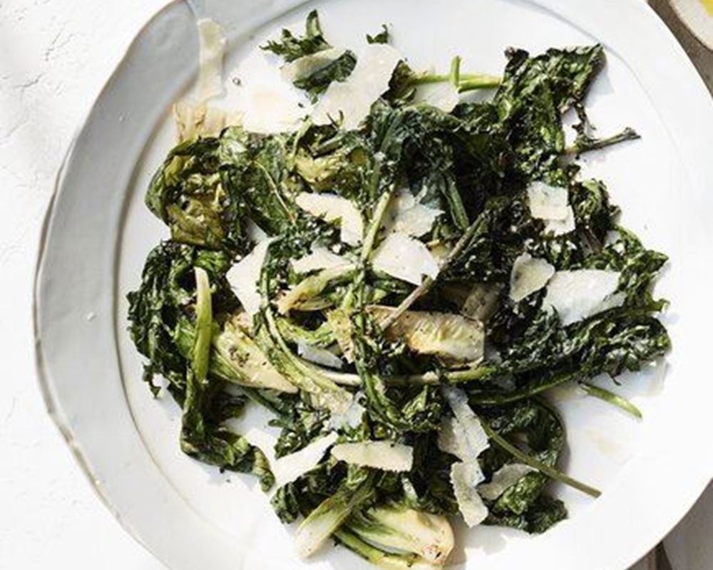 Grilled Kale & Escarole Caesar Salad 
