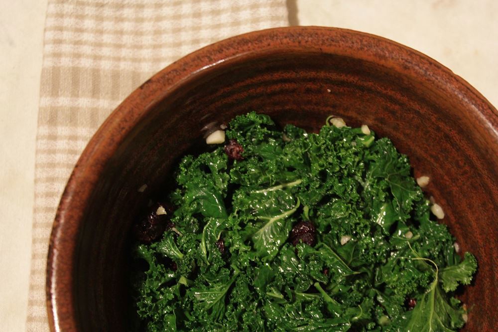 Kale, Cranberry and Garlic Salad