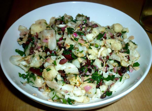 Cauliflower Olive -Caper and Parmesan Salad