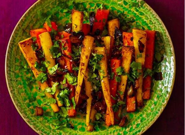 Pan-roasted parsnips and carrots with cumin butter
