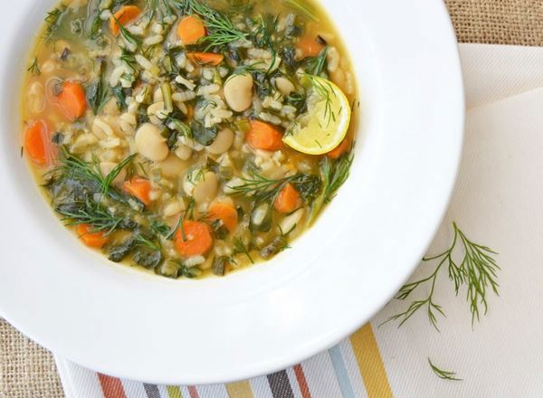 [Vegan] Kale and Dill Soup with Rice