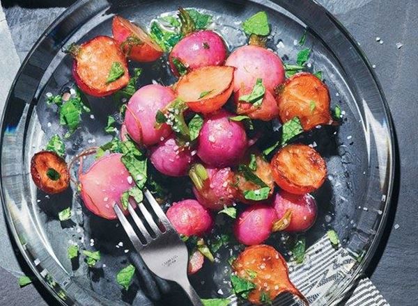 Simple Roasted Radishes with Brown Butter, Lemon, and Radish Tops