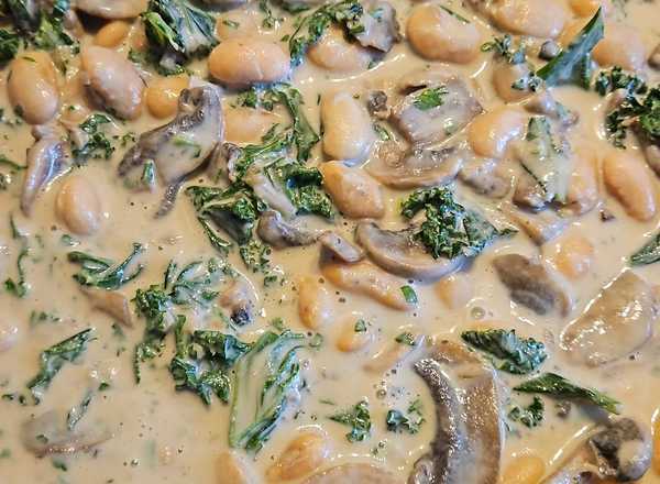 Miso Mushrooms with Butter Beans and Kale