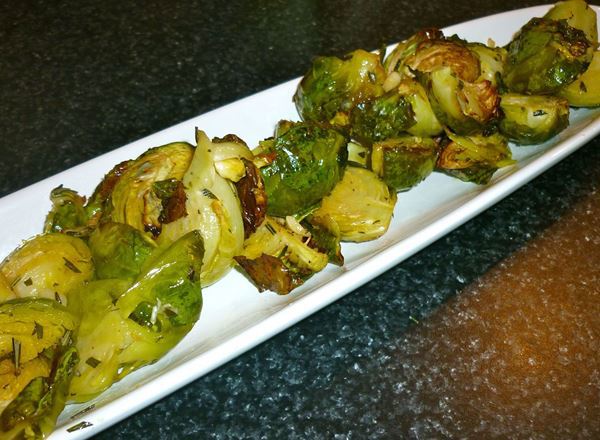 Brussels Sprouts Roasted with Garlic, Rosemary and Olive Oil